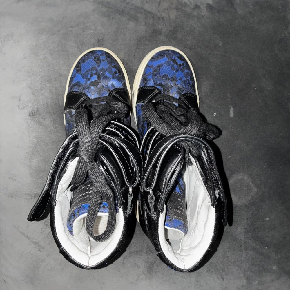 Marc by Marc Jacobs Blue Lace Leather Wedge Sneakers High Top MBMJ Shoes